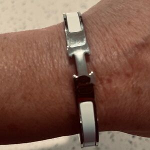 Hermes White and Silver Bracelet